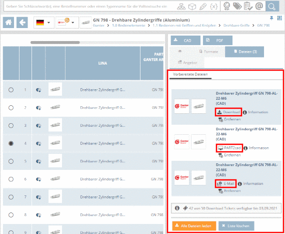 Downloadbereich "Vorbereitete Dateien" (Beispiel OEM Portal)