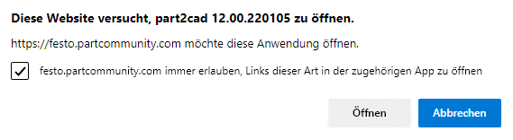 Dialog beispielhaft bei Edge Browser