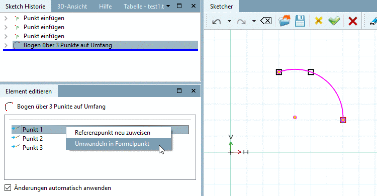 Bogen über 3 Punkte auf Umfang -> Umwandeln in Formelpunkt