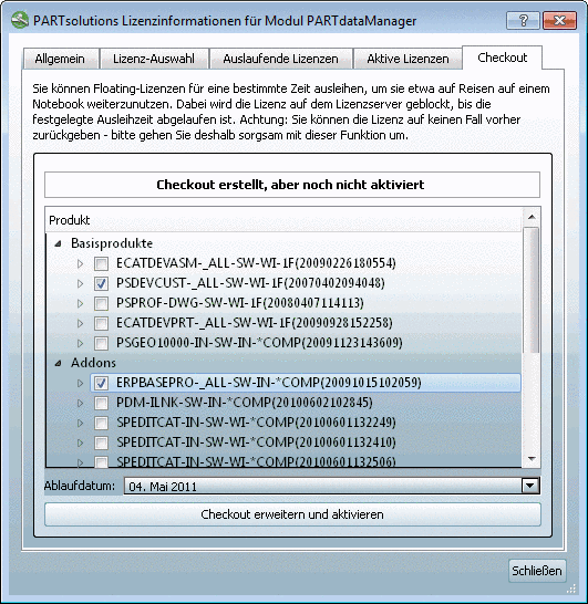 Registerseite "Checkout"