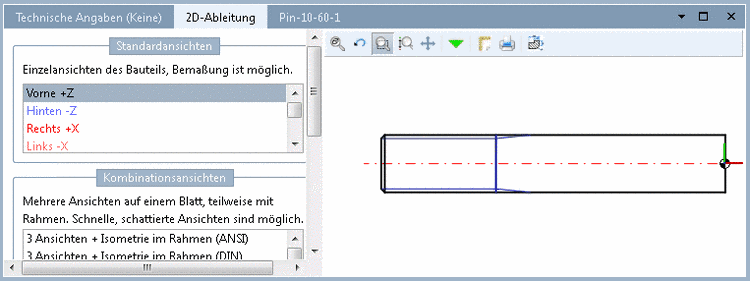 PARTdataManager - Gewinde in 2D-Ableitung - Vorne
