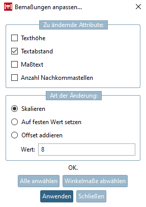 Bemaßungen anpassen...