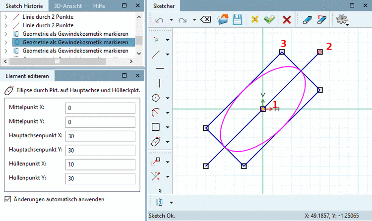 Ellipse: Definition der Größe über Eckpunkt der Bounding Box