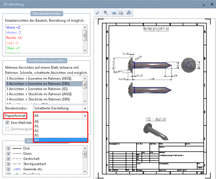 Papierformate: Auswahl "A4"