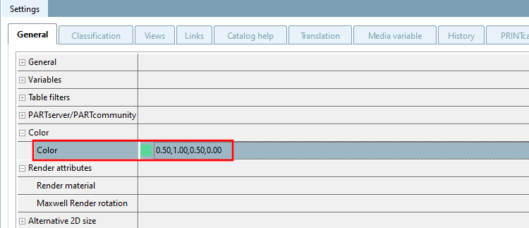 Farbe [Color] und Textur [Texture] in PARTproject