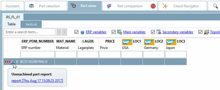 Report öffnen über Tooltip in der Tabelle