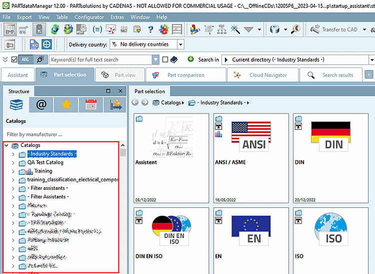 "Verknüpfte Teile in der Teileauswahl markieren [Assign linked parts in the parts selection]" deaktiviert: Ergebnis im PARTdataManager: