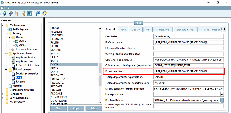 Exportbedingung [Export condition]