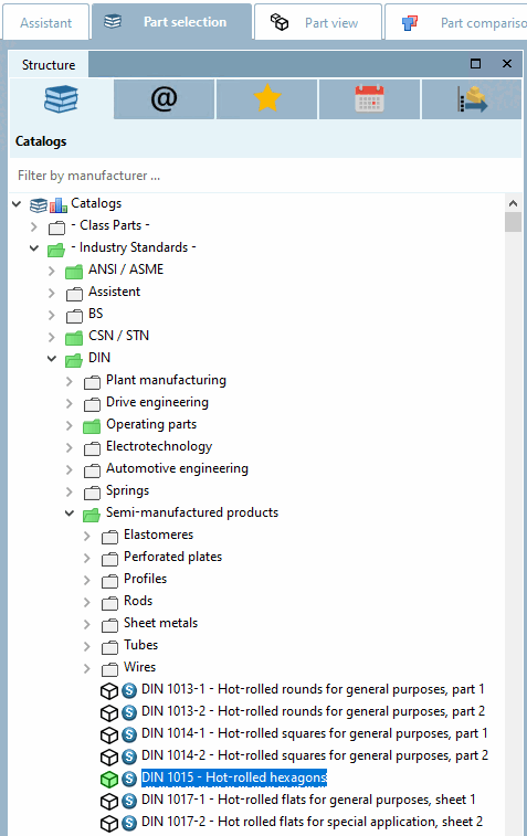 Strukturbaum mit grünen und halbtransparenten Verzeichnissen und Projekten