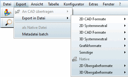 Export Menü -> Export in Datei [Export in file]