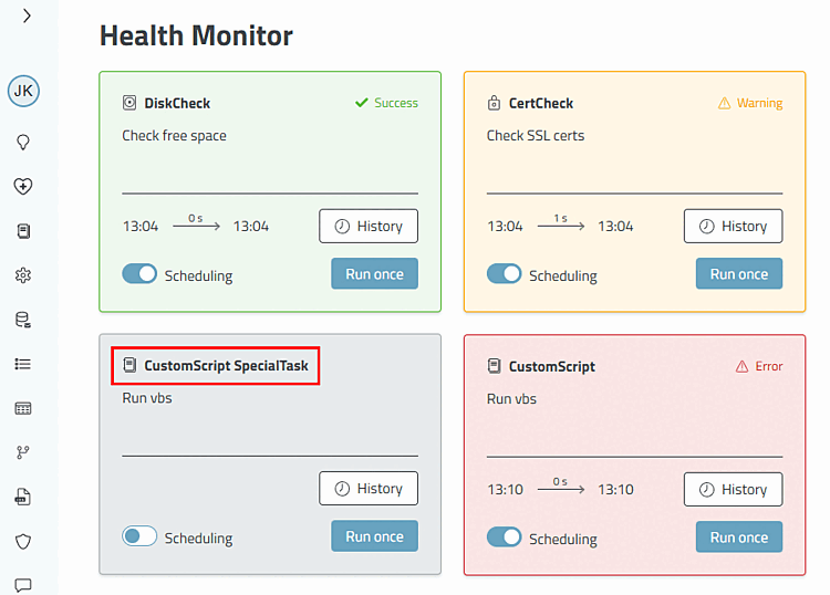Health Monitor mit eigenen Skript Task