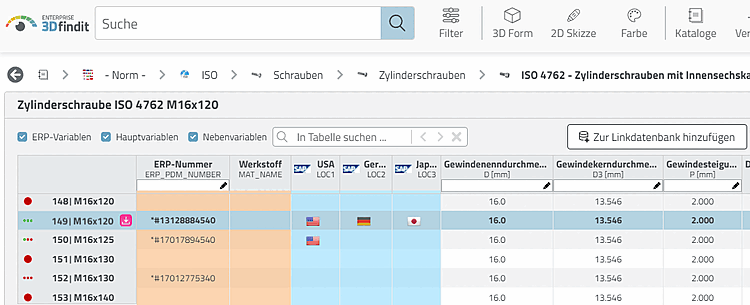 Farben und Bilder in 3Dfindit