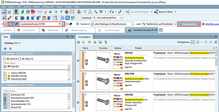 Suche mit der "Volltextsuche [Full-text search]"