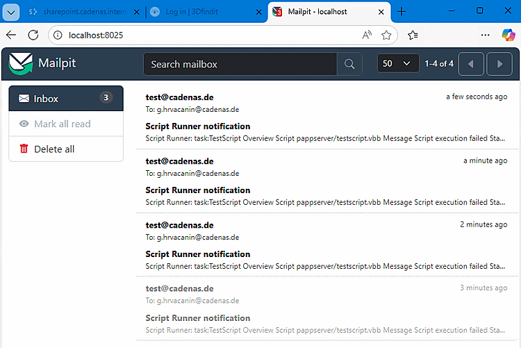 Empfangene Mails (Beispiel)