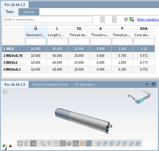 PARTdataManager - Gewindesteigung 1.5