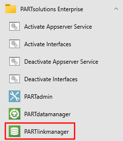 Startmenü PARTlinkmanager