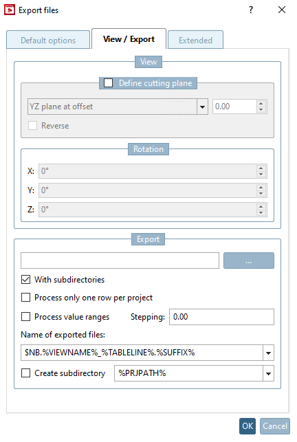 Exportmodus [Export mode]: Voransichten generieren [Generate previews]
