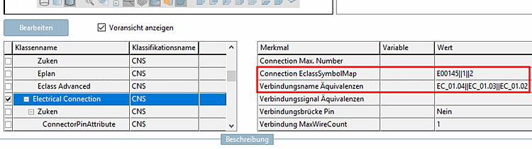 Entsprechende Einträge nach Selektion der 3db-Datei unterhalb der Vorschau