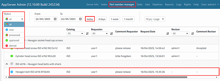Part number manager