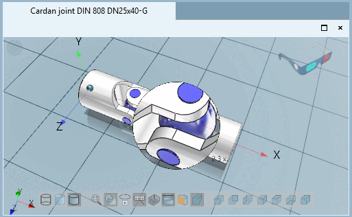 3D-Ansicht mit Vergrößerungsglas [Magnifying glass]