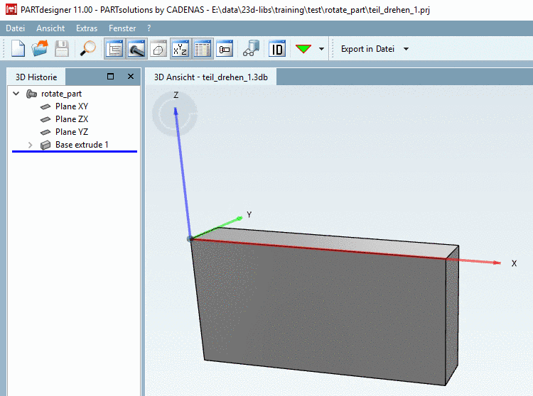 Koordinatensystem neu ausgerichtet