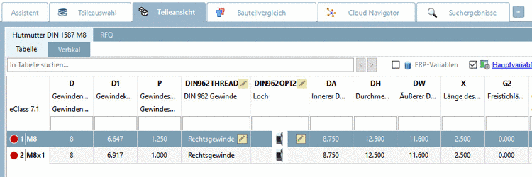 Tabelleneinschränkung mit D.EQ.8