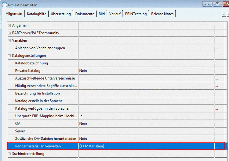 Rendermaterialien verwalten