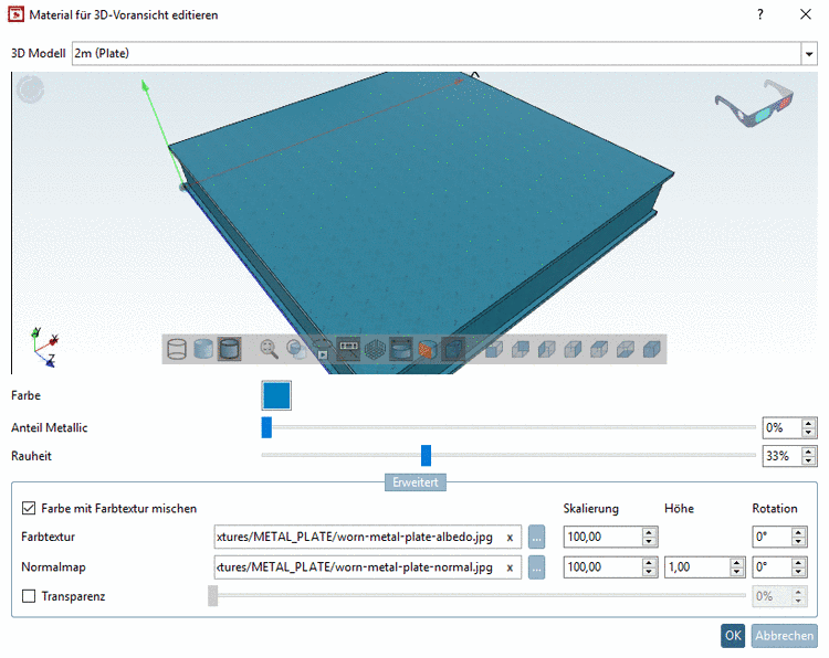 Beispiel: Textur + Farbe Blau