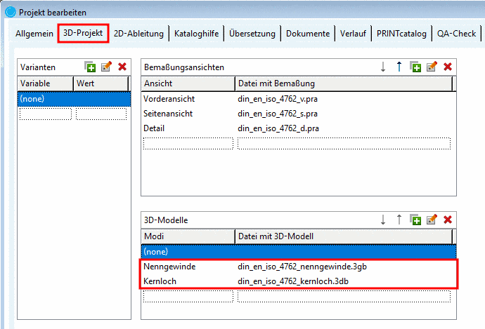 Modi "Nenngewinde" und "Kernloch"