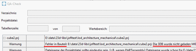 Warnung - Fehler in Bauteil: <Pfad>: Die 3DB wurde nicht geladen ...