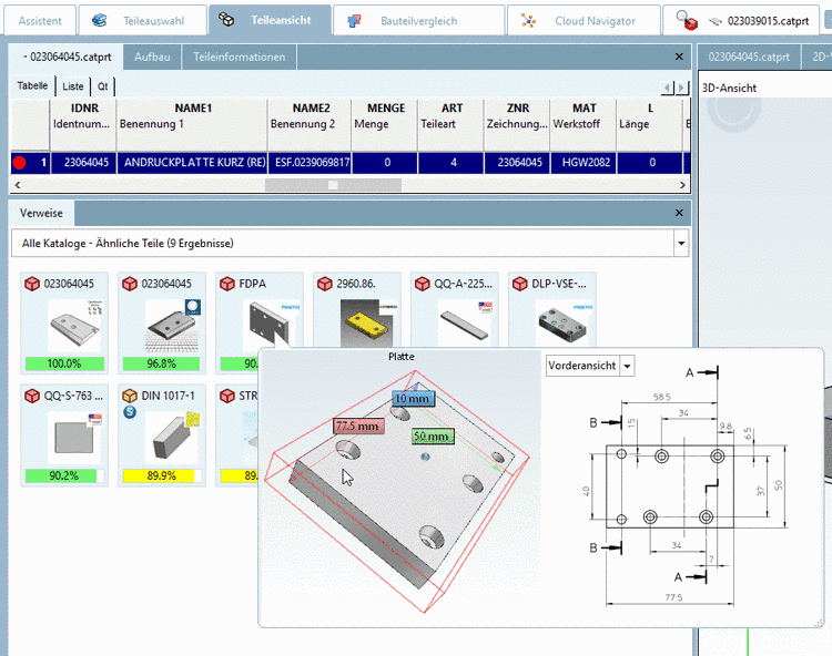 Teileansicht -> Verweise