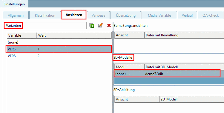Variante 1 zugewiesen