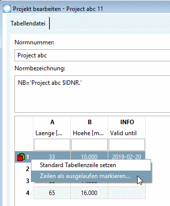 PARTproject - Zeilen als ausgelaufen markieren...