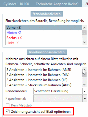 Zeichnungsansicht auf Blatt optimieren (Verkürzte Ansicht)
