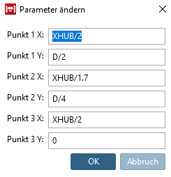 Positionierung der Punkte der Hilfslinie