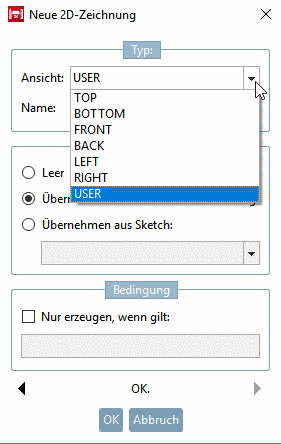 Dialogfenster Neue 2D-Zeichnung