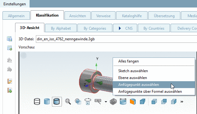 Anfügepunkt auswählen