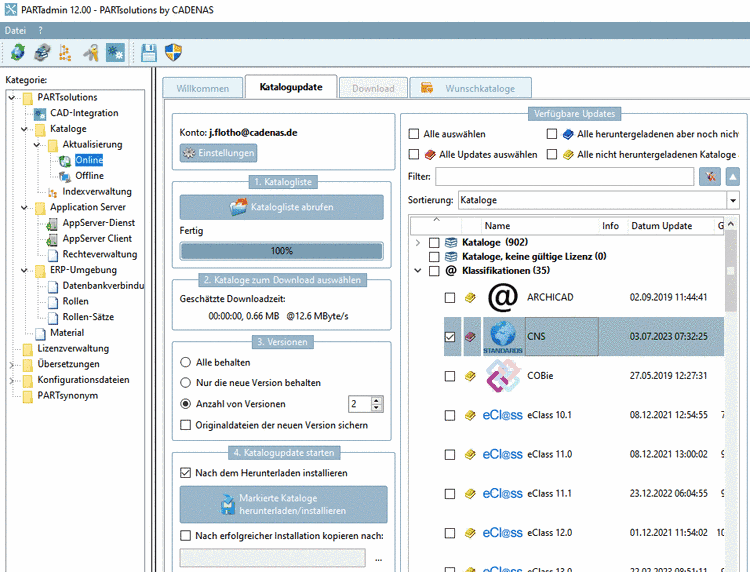 Aktivieren Sie bei den gewünschten Klassifikationen das Auswahlkästchen.