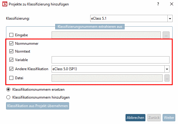 Klassifizierung setzen