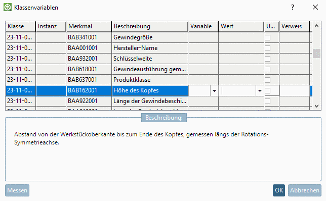 Cursor im Feld "Wert"