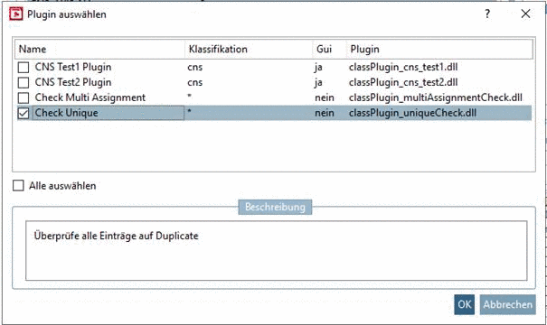 Plugin "Check Unique" aktiviert