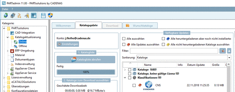 Katalogaktualisierung -> Online