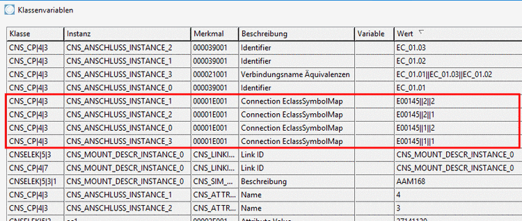 Entsprechende Einträge auf der Dialogseite "Klassenvariablen"