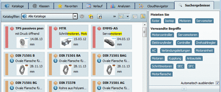 "Meinten Sie" | "Verwandte Begriffe"