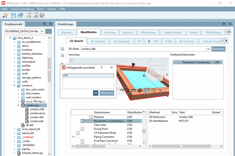 Anfügepunkt auswählen (für Einzelteil)