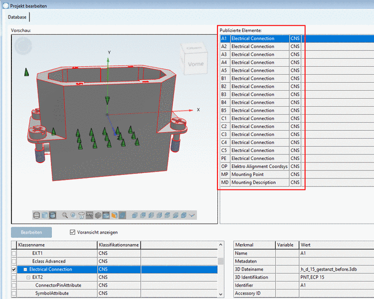 Anfügepunkte klassifiziert