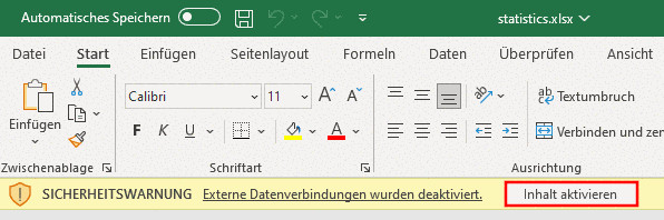 Excel Sicherheitswarnung