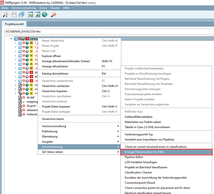 Erzeuge Klassensystem für Filter