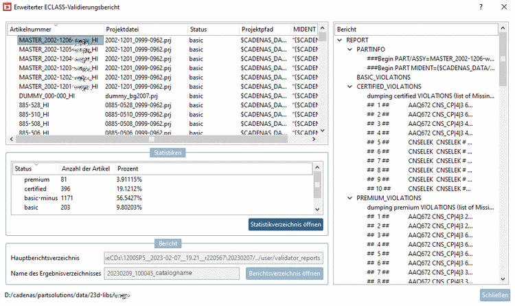 Erweiterter ECLASS-Validierungsbericht