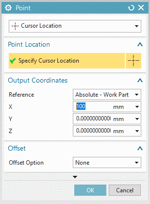 Point Dialog geöffnet